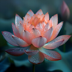 Water Droplets on Pink Lotus Flower - Realistic Image