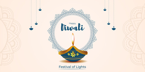 Vector illustration of Happy Diwali social media feed template