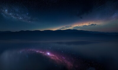 Fototapeta premium Earth’s Horizon with Milky Way and City Lights