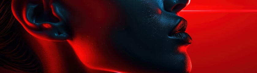 Obraz premium A Close-up Shot of a Profiles of people with abstract technological backgrounds