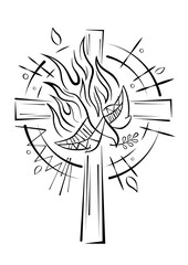Hand drawn vector illustration or drawing of the Holy Spirit