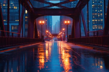 Obraz premium Chicago Downtown Dawn. Contemporary Architecture in the City Landscape