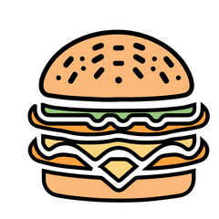 Icon of Colorful Burger vector