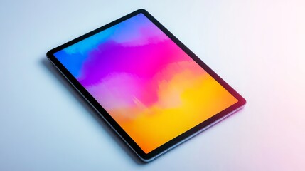 Tablet with Colorful Abstract Background.