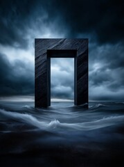 doorway middle body deep blackened clouds cover sky abstract blocks inspiring gate octane best black megaliths