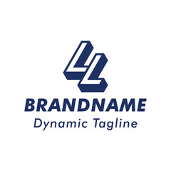 Letters LL 3D Monogram Logo, Suitable for business with LL initials
