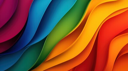 Obraz premium Vibrant waves of colorful paper create a dynamic visual texture perfect for backgrounds, designs, and creative projects.