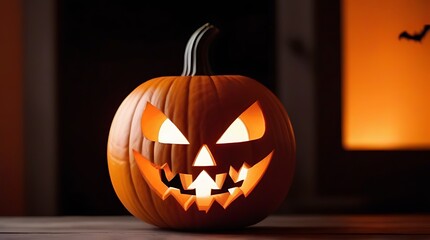 Obraz premium spooky halloween image grinning bats orange background