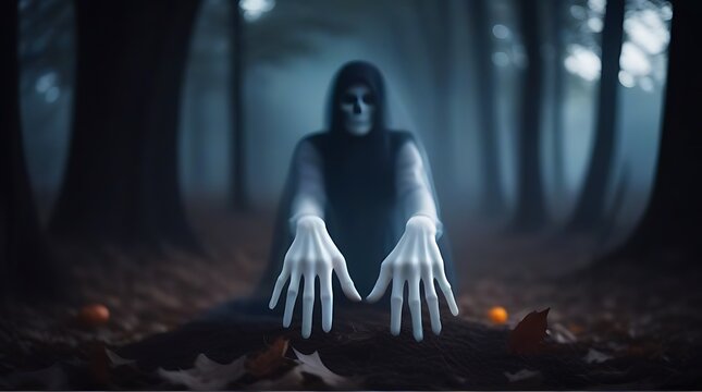 ghostly hands emerging ground attempting escape spirit world halloween ghost hands spectral touch haunted hands ethereal fingers halloween concept