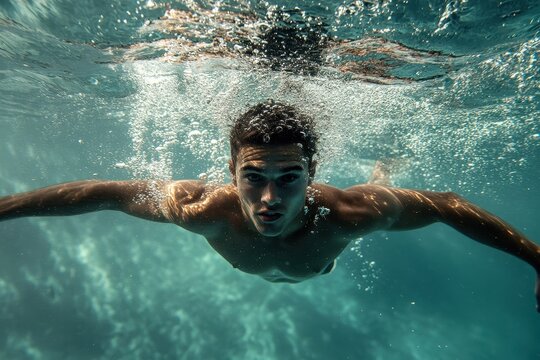 Underwater photo of male swimmer