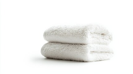 White Towels Folded on a White Background.