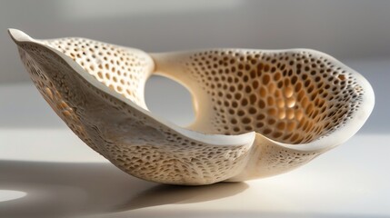 A white ceramic bowl with a honeycomb design sits on a white surface.