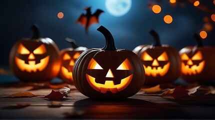 Fototapeta premium halloween pumpkin on a dark background