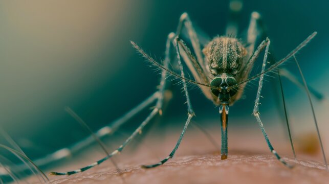 A mosquito is sucking blood on its skin