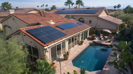 Fototapeta premium Solar water heater on a residential roof