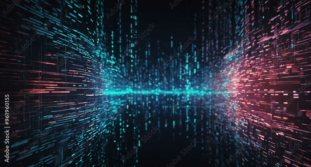 Aufkleber Digital code stream with light glow abstract background