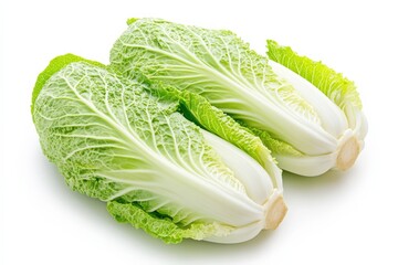 Chinese Cabbage. Fresh Raw Green Leafy Salad with Three Cabbage Leaves