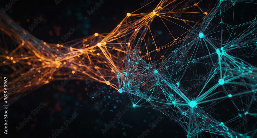 Poster digital mesh network glow abstract background