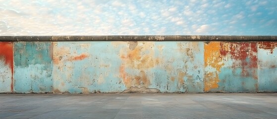 Decaying Walls of the Berlin Barrier a Weathered and Worn Relic Symbolizing the Political and Physical Division of the Cold War Era Between East and West