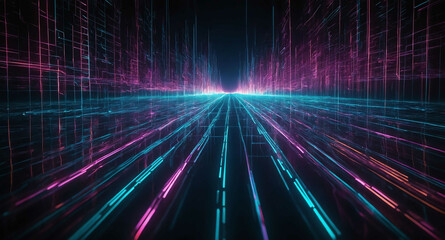 Obraz premium Digital pulse light pathways abstract background