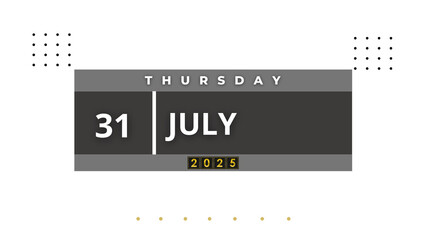 31 July 2025 Professional Calendar Agenda