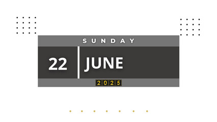 22 June 2025 Professional Calendar Agenda Page, Visual Calendar