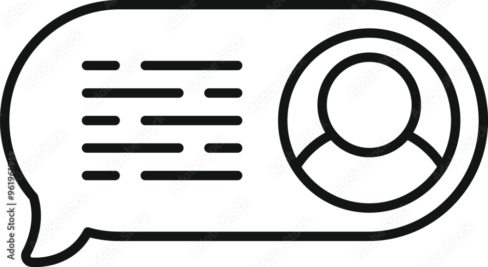 Poster simple speech bubble with a user icon representing online communication and messaging