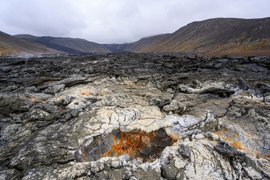 Amazing lava field from recent Geldingadalir volcano erruption