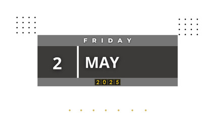 2 May 2025 Professional Calendar Agenda Design, black Visual Calendar