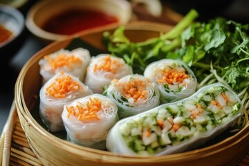 vietnamese traditional dish pho spring roll