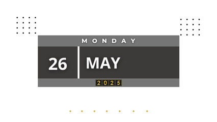 26 May 2025 Professional Calendar Agenda Design, black Visual Calendar