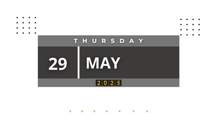 29 May 2025 Professional Calendar Agenda Design, black Visual Calendar