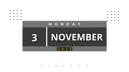 3 November 2025 Professional Calendar Agenda Design, Nov black Visual Calendar