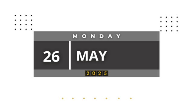 26 May 2025 Professional Calendar Agenda Design, black Visual Calendar