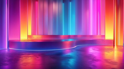 Futuristic 3D Product Display in a Vibrant Background with Soft Illumination