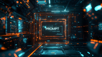 Obraz premium Futuristic AI prompt illustration. High-tech background concept. Ready to use command prompt box