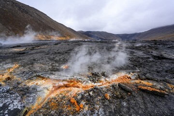 Amazing lava field from recent Geldingadalir volcano erruption
