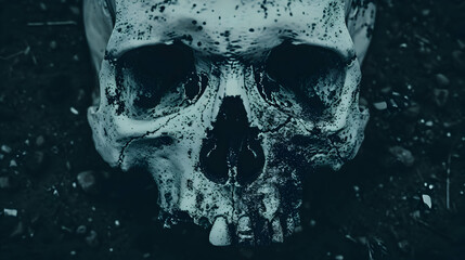 Human Skull Frame Grunge Halloween Texture With
