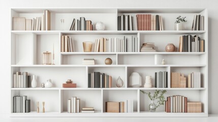 White Bookshelf With Decor.