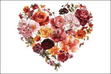 Watercolor Floral Love shape Floral Design, Flower Background, Love Shape Design, Water color Art, Flower Lover, Love And Floral, Water color Flowers, Romantic Floral, FloralPatterns