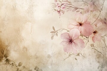 Delicate Pink Flowers on a Textured Beige Background