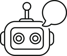 Fototapeta premium Chatbot speaking with speech bubble outline icon vector for web design isolated on white background