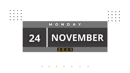 24 November 2025 Professional Calendar Agenda Design, Nov black Visual Calendar