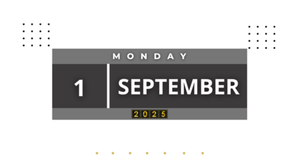 1 September, 2025 Professional Calendar, Sep Agenda page Design