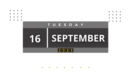 16 September, 2025 Professional Calendar, Sep Agenda page Design