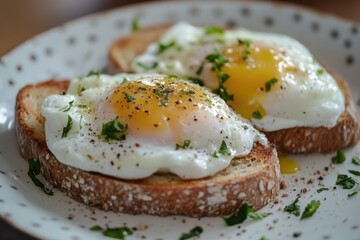 Wholegrain toast with poached eggs