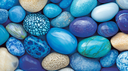 blue tones and stones, evoking tranquility and stability. Ideal for themes of calm, trust, and reliability