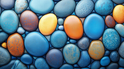 blue tones and stones, evoking tranquility and stability. Ideal for themes of calm, trust, and reliability