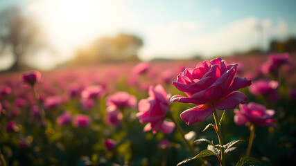 Obraz premium pink roses under the sun