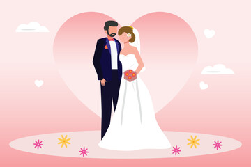 Wedding concept. Colored flat vector illustration isolated.